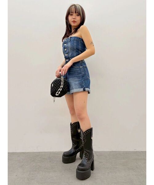 EVRIS（エヴリス）の「デニムベアロンパース　夏服（ワンピース・レディース・ライトブルー/インディゴブルー・MEDIUM/SMALL）」の21枚目の写真