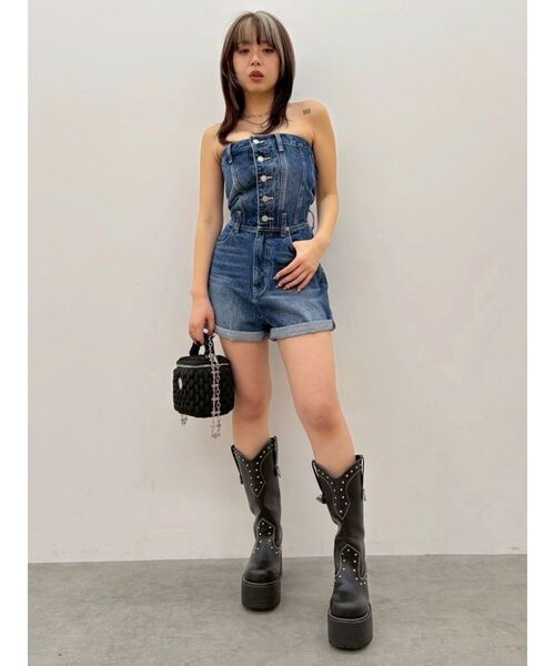 EVRIS（エヴリス）の「デニムベアロンパース　夏服（ワンピース・レディース・ライトブルー/インディゴブルー・MEDIUM/SMALL）」の22枚目の写真