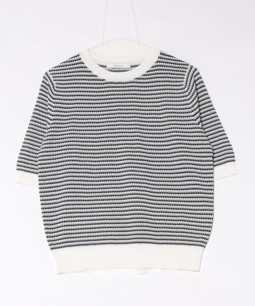 m.f.editorial(エムエフエディトリアル)の「【ストレッチ 接触冷感 UVカット 毛玉防止 ウォッシャブル】m.f.エディトリアル レディース 快適 ラーベン柄 クルー 半袖 サマー ニット プルオーバー(ニット/セーター・レディース・ターコイズブルー/アイボリー・MEDIUM/LARGE)」の14枚目の写真