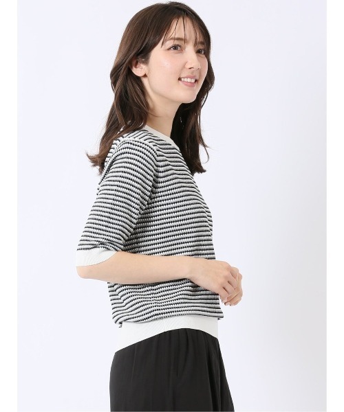 m.f.editorial(エムエフエディトリアル)の「【ストレッチ 接触冷感 UVカット 毛玉防止 ウォッシャブル】m.f.エディトリアル レディース 快適 ラーベン柄 クルー 半袖 サマー ニット プルオーバー(ニット/セーター・レディース・ターコイズブルー/アイボリー・MEDIUM/LARGE)」の21枚目の写真