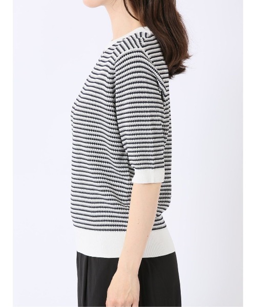 m.f.editorial(エムエフエディトリアル)の「【ストレッチ 接触冷感 UVカット 毛玉防止 ウォッシャブル】m.f.エディトリアル レディース 快適 ラーベン柄 クルー 半袖 サマー ニット プルオーバー(ニット/セーター・レディース・ターコイズブルー/アイボリー・MEDIUM/LARGE)」の18枚目の写真