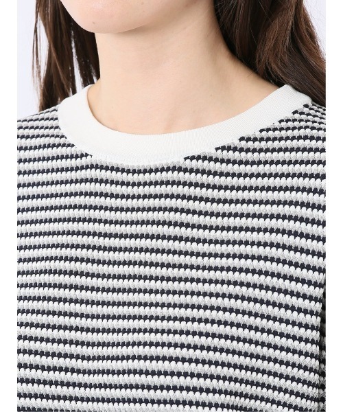 m.f.editorial(エムエフエディトリアル)の「【ストレッチ 接触冷感 UVカット 毛玉防止 ウォッシャブル】m.f.エディトリアル レディース 快適 ラーベン柄 クルー 半袖 サマー ニット プルオーバー(ニット/セーター・レディース・ターコイズブルー/アイボリー・MEDIUM/LARGE)」の16枚目の写真