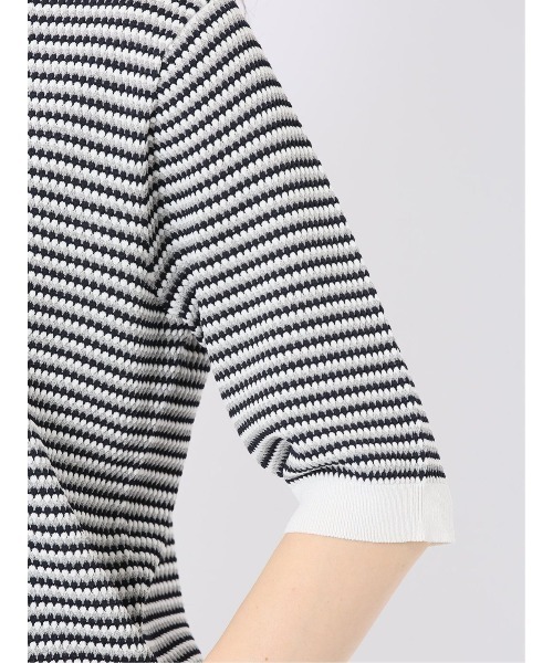 m.f.editorial(エムエフエディトリアル)の「【ストレッチ 接触冷感 UVカット 毛玉防止 ウォッシャブル】m.f.エディトリアル レディース 快適 ラーベン柄 クルー 半袖 サマー ニット プルオーバー(ニット/セーター・レディース・ターコイズブルー/アイボリー・MEDIUM/LARGE)」の15枚目の写真