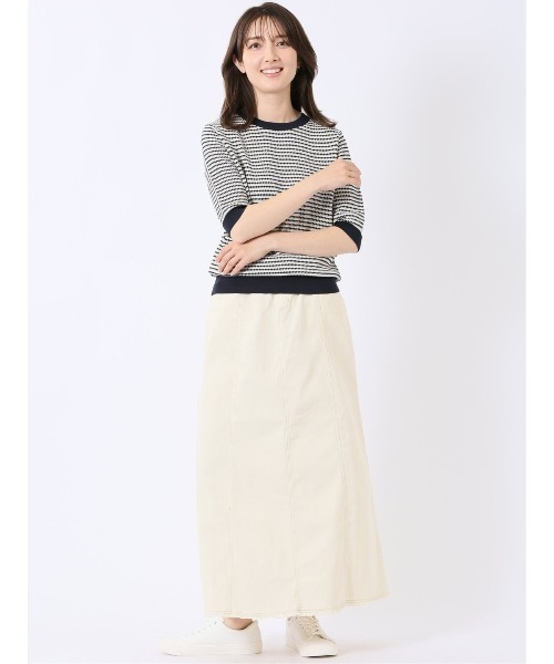 m.f.editorial(エムエフエディトリアル)の「【ストレッチ 接触冷感 UVカット 毛玉防止 ウォッシャブル】m.f.エディトリアル レディース 快適 ラーベン柄 クルー 半袖 サマー ニット プルオーバー(ニット/セーター・レディース・ターコイズブルー/アイボリー・MEDIUM/LARGE)」の10枚目の写真