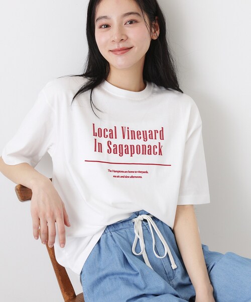 Dessin(デッサン)の「【洗える】オーガニックコットンロゴTシャツ(Tシャツ/カットソー・レディース・チャコールグレー/ブラック/ホワイト系6/ホワイト・03/02/01)」の1枚目の写真