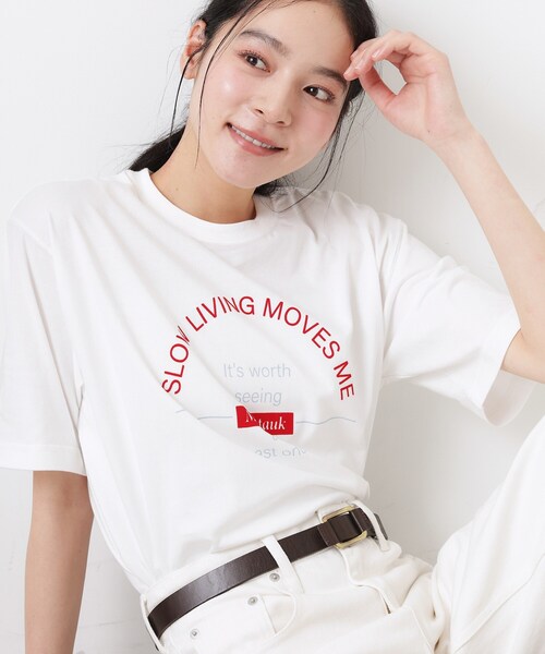 Dessin(デッサン)の「【洗える】オーガニックコットンロゴTシャツ(Tシャツ/カットソー・レディース・チャコールグレー/ブラック/ホワイト系6/ホワイト・03/02/01)」の2枚目の写真
