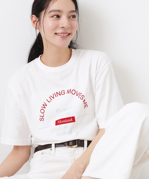 Dessin(デッサン)の「【洗える】オーガニックコットンロゴTシャツ(Tシャツ/カットソー・レディース・チャコールグレー/ブラック/ホワイト系6/ホワイト・03/02/01)」の5枚目の写真
