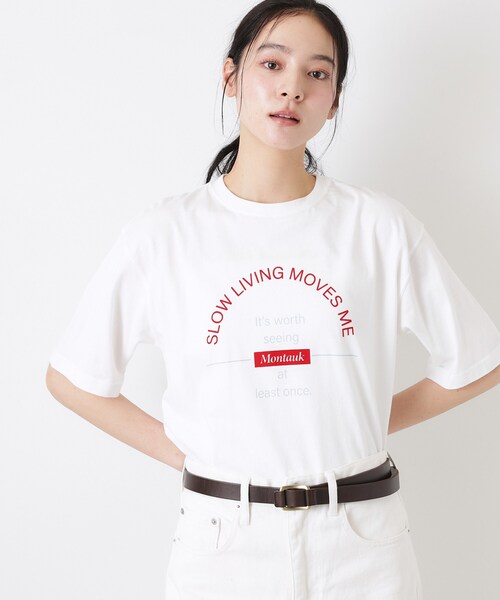 Dessin(デッサン)の「【洗える】オーガニックコットンロゴTシャツ(Tシャツ/カットソー・レディース・チャコールグレー/ブラック/ホワイト系6/ホワイト・03/02/01)」の6枚目の写真
