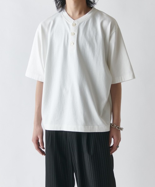 Cotton Henry‑neck T‑shirt