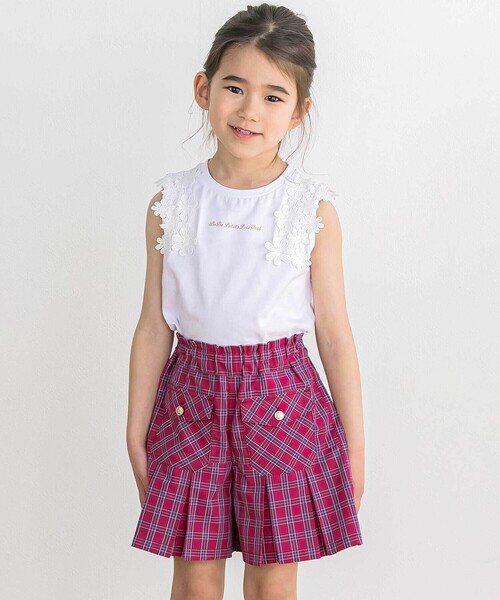 BeBe Petits Pois Vert(ベベプチポワヴェール)の「【店舗限定】【お揃い】無地・クラシカルチェック柄キュロットパンツ(その他パンツ・キッズ・ブラック/ブルー系その他2/ピンク系その他・130cm/140cm/110cm/120cm/150cm)」の8枚目の写真