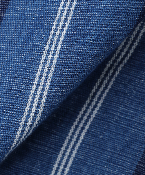 JOURNAL STANDARD（ジャーナルスタンダード）の「ORIGINAL MADRAS / オリジナルマドラス STRAIGHT COLLAR L/S SHIRT（シャツ/ブラウス・メンズ・コバルトブルー・LARGE/MEDIUM）」の4枚目の写真