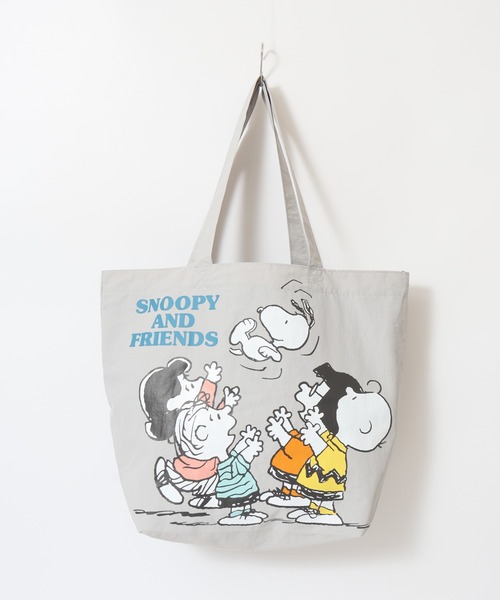 SNOOPY(スヌーピー)の「SNOOPY トートバッグ スヌーピー&フレンズ(トートバッグ・レディース・ラベンダー/ベージュ/グレー・FREE)」の4枚目の写真