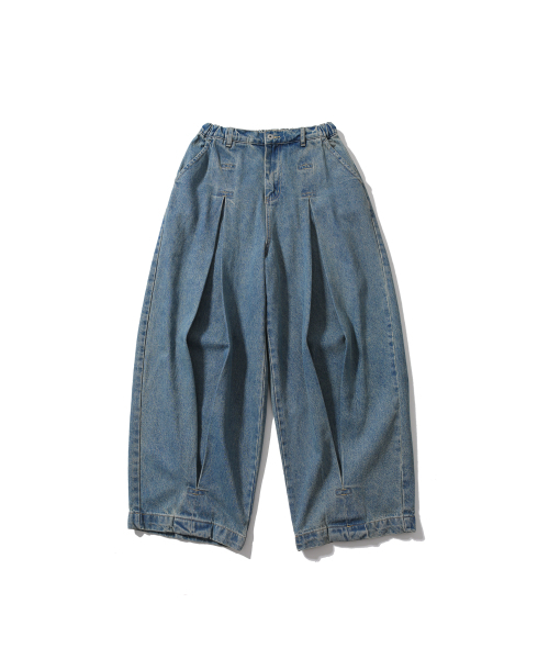 ANGLAN(アングラン)の「Long Tuck Wing Balloon Denim Pants - Washed Blue(デニムパンツ・メンズ・その他・1/2)」の2枚目の写真