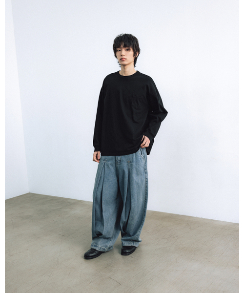 ANGLAN(アングラン)の「Long Tuck Wing Balloon Denim Pants - Washed Blue(デニムパンツ・メンズ・その他・1/2)」の5枚目の写真