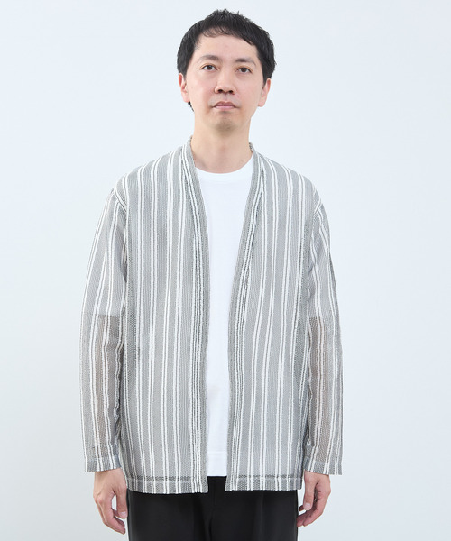 MEN'S MELROSE(メンズメルローズ)の「テクスチャーメッシュストライプカーディガン(カーディガン/ボレロ・メンズ・ネイビー・4/3)」の2枚目の写真
