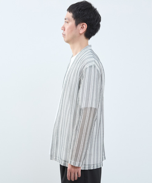MEN'S MELROSE(メンズメルローズ)の「テクスチャーメッシュストライプカーディガン(カーディガン/ボレロ・メンズ・ネイビー・4/3)」の3枚目の写真