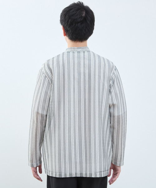 MEN'S MELROSE(メンズメルローズ)の「テクスチャーメッシュストライプカーディガン(カーディガン/ボレロ・メンズ・ネイビー・4/3)」の4枚目の写真
