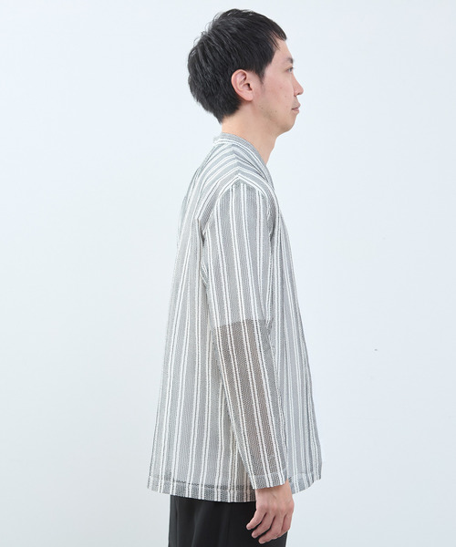MEN'S MELROSE(メンズメルローズ)の「テクスチャーメッシュストライプカーディガン(カーディガン/ボレロ・メンズ・ネイビー・4/3)」の5枚目の写真