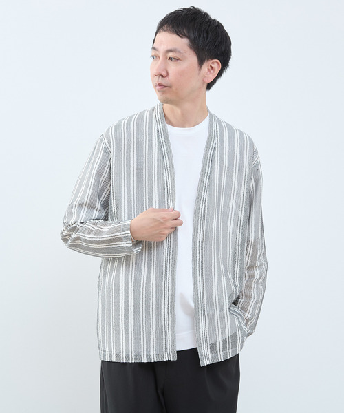 MEN'S MELROSE(メンズメルローズ)の「テクスチャーメッシュストライプカーディガン(カーディガン/ボレロ・メンズ・ネイビー・4/3)」の9枚目の写真