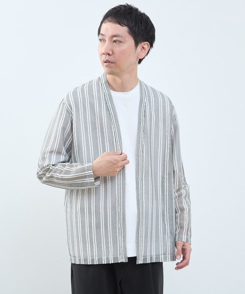 MEN'S MELROSE(メンズメルローズ)の「テクスチャーメッシュストライプカーディガン(カーディガン/ボレロ・メンズ・ネイビー・4/3)」の10枚目の写真