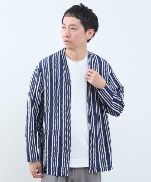 MEN'S MELROSE(メンズメルローズ)の「テクスチャーメッシュストライプカーディガン(カーディガン/ボレロ・メンズ・ネイビー・4/3)」の13枚目の写真