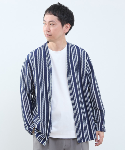 MEN'S MELROSE(メンズメルローズ)の「テクスチャーメッシュストライプカーディガン(カーディガン/ボレロ・メンズ・ネイビー・4/3)」の14枚目の写真