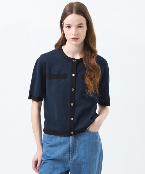 MACKINTOSH PHILOSOPHY(マッキントッシュ フィロソフィー)の「【ROYTON(ロイトン)】ハーフニットカーディガン(カーディガン/ボレロ・レディース・ブルー/ダークネイビー/オフホワイト・38)」の3枚目の写真