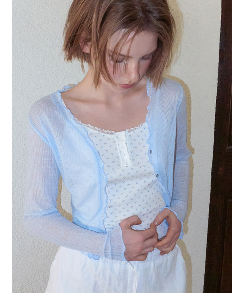 ETMON（エトモン）の「Flower Button Sleeveless Top, Blue（Tシャツ/カットソー・レディース・その他・F）」の4枚目の写真