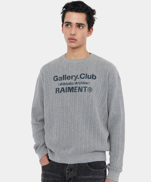 RAIMENT（レイメント）の「クルーネックギャラリークラブグラフィックメッシュニット_グレー（ニット/セーター・メンズ・その他・SMALL/MEDIUM/LARGE）」の2枚目の写真