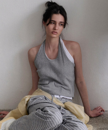 ANDNEEDS（アンドニーズ）の「Etta ribbed halter sleeveless (melange gray)（Tシャツ/カットソー）」