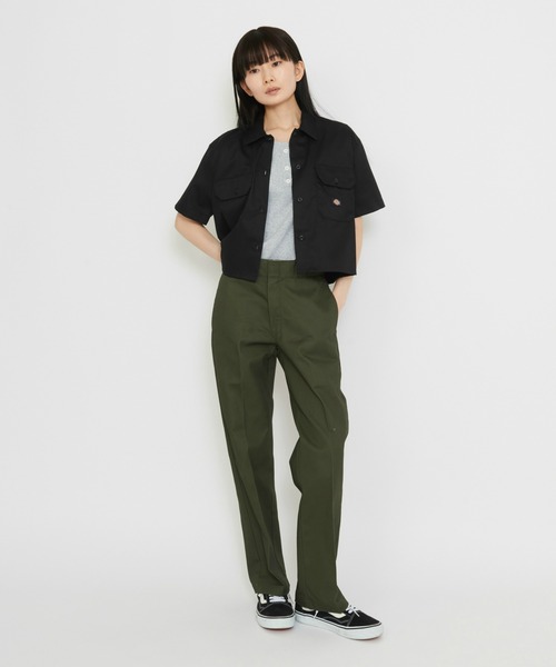Dickies(ディッキーズ)の「Dickies/ディッキーズ クロップド ワークシャツ 半袖(シャツ/ブラウス・レディース・ホワイト/ブラック・SMALL/MEDIUM/X-SMALL)」の3枚目の写真