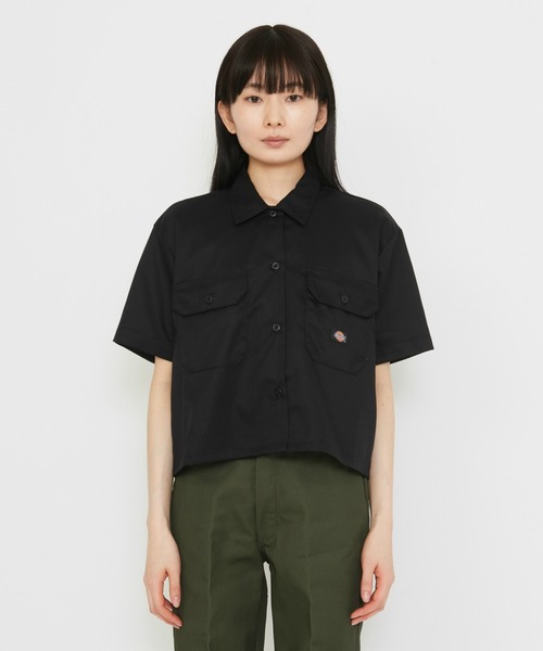 Dickies(ディッキーズ)の「Dickies/ディッキーズ クロップド ワークシャツ 半袖(シャツ/ブラウス・レディース・ホワイト/ブラック・SMALL/MEDIUM/X-SMALL)」の5枚目の写真