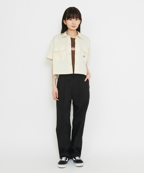 Dickies(ディッキーズ)の「Dickies/ディッキーズ クロップド ワークシャツ 半袖(シャツ/ブラウス・レディース・ホワイト/ブラック・SMALL/MEDIUM/X-SMALL)」の10枚目の写真
