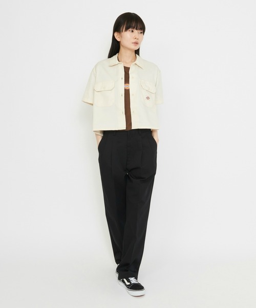 Dickies(ディッキーズ)の「Dickies/ディッキーズ クロップド ワークシャツ 半袖(シャツ/ブラウス・レディース・ホワイト/ブラック・SMALL/MEDIUM/X-SMALL)」の11枚目の写真