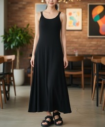 【1枚でサマになる】ダブルストラップAラインマキシワンピース/総丈123.0cm・3色展開|体型カバー スタイルアップ 春夏