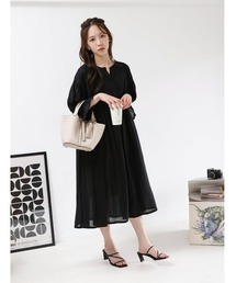ピンタック前開きワンピース