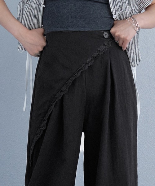murea(ミュレア)の「アシンメトリーレイヤード風フラワーレースルーズパンツ(その他パンツ・レディース・ブラック/オリーブ・FREE)」の15枚目の写真