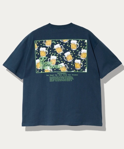 go slow caravan（ゴースローキャラバン）の「USA/C スクエアLOGO バックプリント ゆったりTEE（Tシャツ/カットソー・メンズ・イエロー/アイボリー/ネイビー/グリーン/ブラック・LARGE/X-LARGE/MEDIUM）」の4枚目の写真