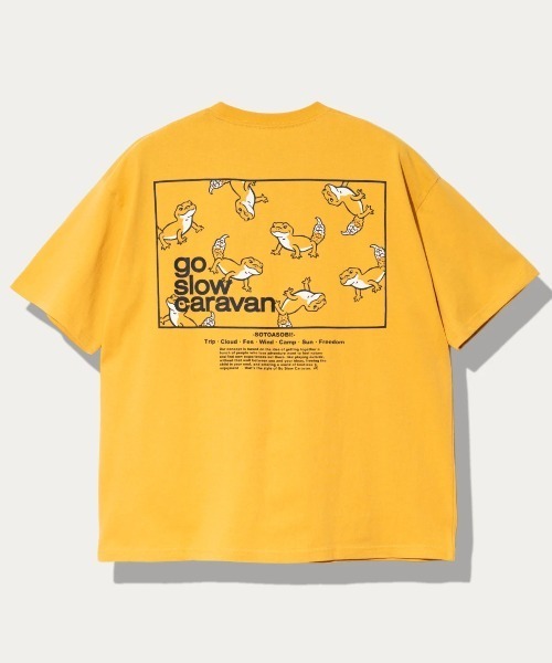 go slow caravan（ゴースローキャラバン）の「USA/C スクエアLOGO バックプリント ゆったりTEE（Tシャツ/カットソー・メンズ・イエロー/アイボリー/ネイビー/グリーン/ブラック・LARGE/X-LARGE/MEDIUM）」の5枚目の写真