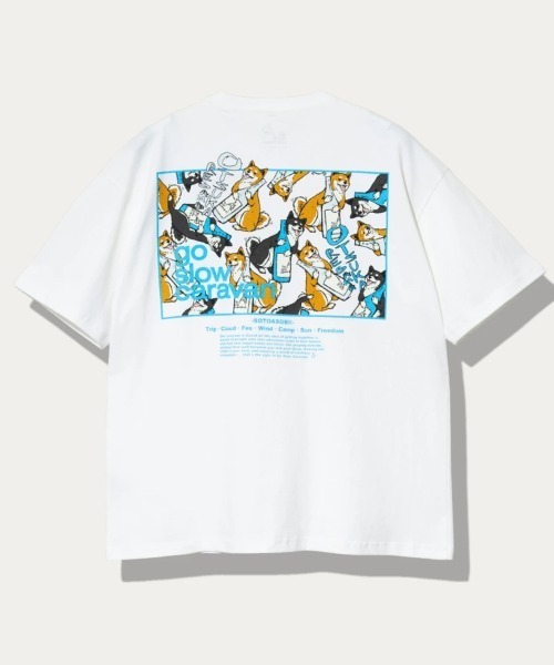 go slow caravan（ゴースローキャラバン）の「USA/C スクエアLOGO バックプリント ゆったりTEE（Tシャツ/カットソー・メンズ・イエロー/アイボリー/ネイビー/グリーン/ブラック/ブラック系その他2/ホワイト系その他2・LARGE/X-LARGE/MEDIUM）」の3枚目の写真