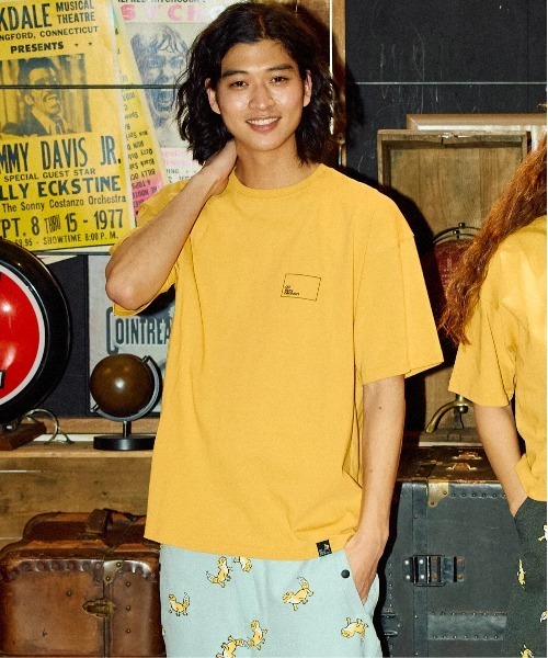 go slow caravan（ゴースローキャラバン）の「USA/C スクエアLOGO バックプリント ゆったりTEE（Tシャツ/カットソー・メンズ・イエロー/アイボリー/ネイビー/グリーン/ブラック・LARGE/X-LARGE/MEDIUM）」の10枚目の写真