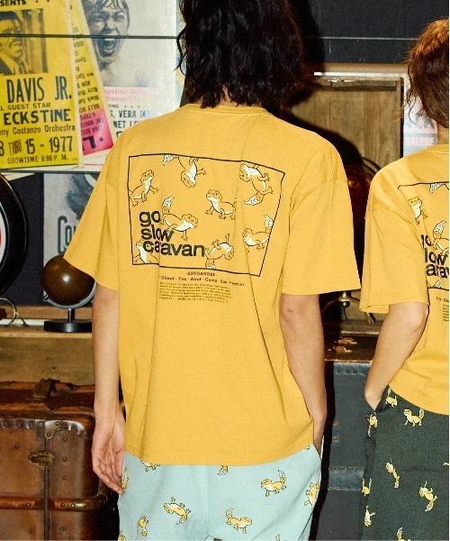 go slow caravan（ゴースローキャラバン）の「USA/C スクエアLOGO バックプリント ゆったりTEE（Tシャツ/カットソー・メンズ・イエロー/アイボリー/ネイビー/グリーン/ブラック・LARGE/X-LARGE/MEDIUM）」の11枚目の写真