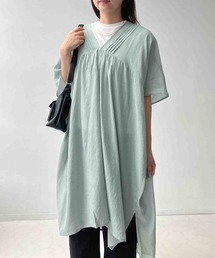 AS KNOW AS plus | 〇ひんやり冷感 ナチュラルVネック半袖ワンピース インナータンク付き 2点セットアイテム(ワンピース)