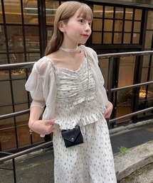 【2サイズ展開/低身長サイズ】プリーツフラワーサロペット