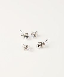 メタル・ストーンポイントピアスSET