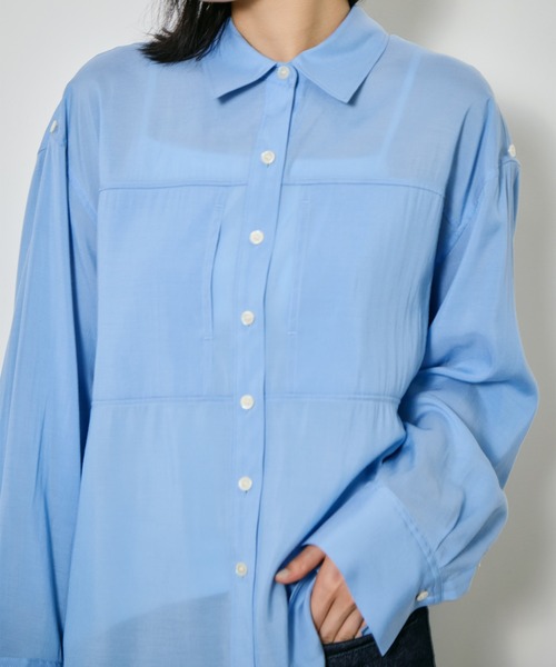 CITY TOKYO(シティトウキョウ)の「【CITY TOKYO/シティートウキョウ】Silk Sheer Over Shirt/シルクシアーオーバーシャツ(シャツ/ブラウス・レディース・ホワイト/ブラック/ブルー・FREE)」の22枚目の写真