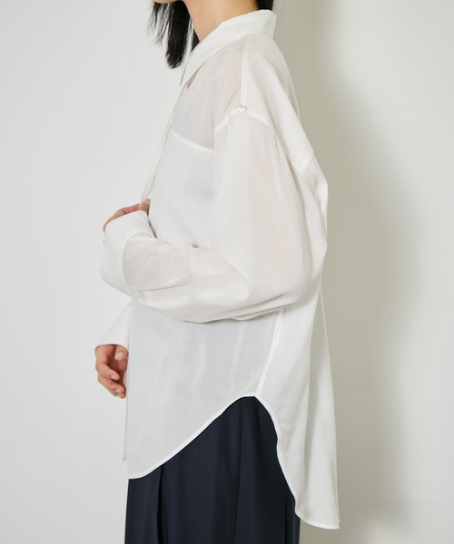 CITY TOKYO(シティトウキョウ)の「【CITY TOKYO/シティートウキョウ】Silk Sheer Over Shirt/シルクシアーオーバーシャツ(シャツ/ブラウス・レディース・ホワイト/ブラック/ブルー・FREE)」の11枚目の写真