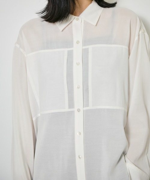 CITY TOKYO(シティトウキョウ)の「【CITY TOKYO/シティートウキョウ】Silk Sheer Over Shirt/シルクシアーオーバーシャツ(シャツ/ブラウス・レディース・ホワイト/ブラック/ブルー・FREE)」の10枚目の写真