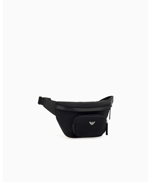 EMPORIO ARMANI(エンポリオアルマーニ)の「<オンライン限定>【エンポリオ アルマーニ】メタルロゴ付き リサイクルナイロン ウエストバッグ(ボディバッグ/ウエストポーチ・メンズ・ブラック・FREE)」の2枚目の写真