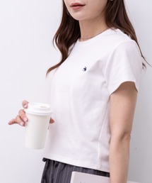 POLOCHAMPS(ポロチャンプス)/無地 ワンポイント刺繍 クロップド丈 短丈 クルーネック/カラー刺繍Tシャツ